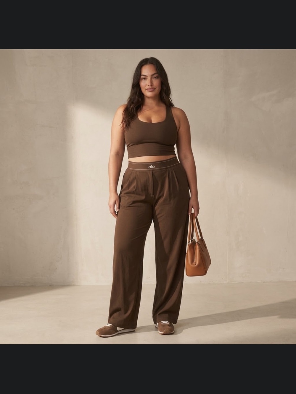 ALO Yoga Wide-Leg High-Waist Pants — Chocolate Brown